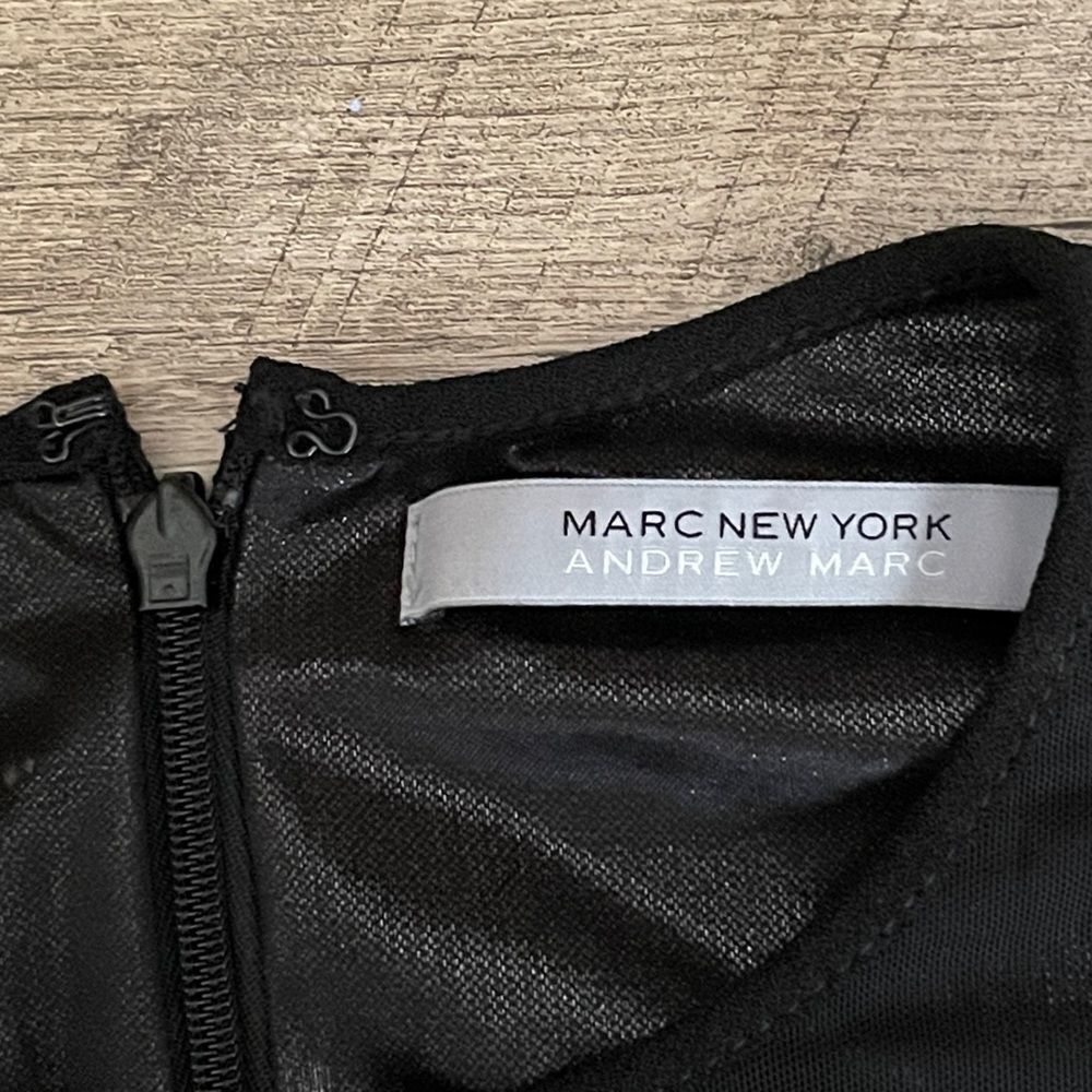 Marc New York Andrew Marc Metallic Black Lace Sheath Dress Size 4 - Picture 11 of 14